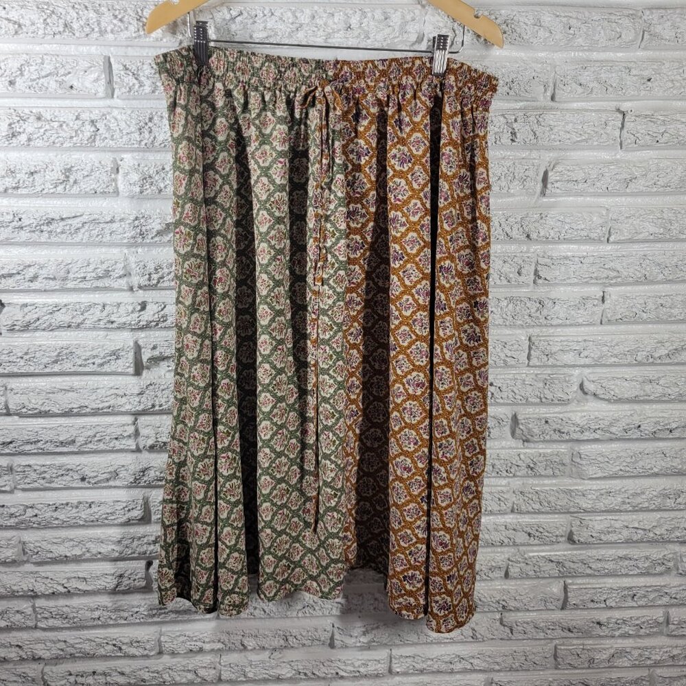 Shein Curve Womens Skirt 4XL Plus Midi Semi Sheer Green Floral FLO78E